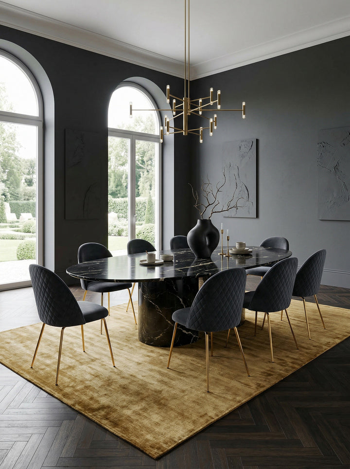 Design Esszimmerstuhl 2er Set Samt Gepolstert - Küchenstuhl Stoff mit goldenen Beinen - Schalenstuhl Skandinavisch - Polsterstuhl mit Samtbezug_