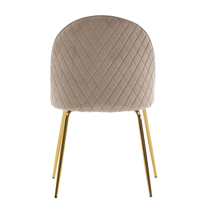 Esszimmerstuhl 2er-Set in Beige, gepolstert mit Samtstoff und goldfarbenen Beinen – modernes Design für Küche und Wohnzimmer _