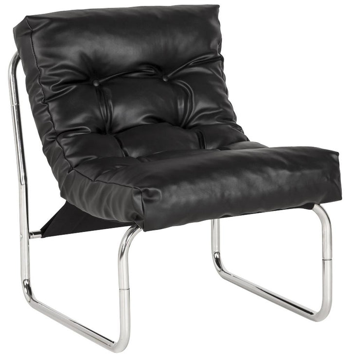 Schwarzer Lounge Sessel mit verchromtem Metallgestell - ergonomische Sitzposition 40cm - ideal für Wartezimmer von Kadima Design_