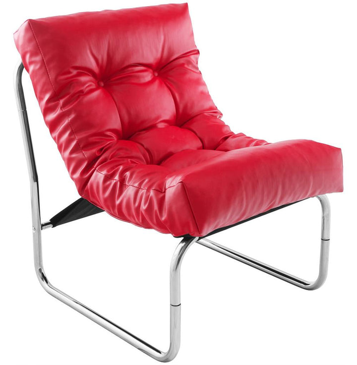 Roter Lounge Sessel mit Akzent-Charakter - Chromgestell - modern von Kadima Design_