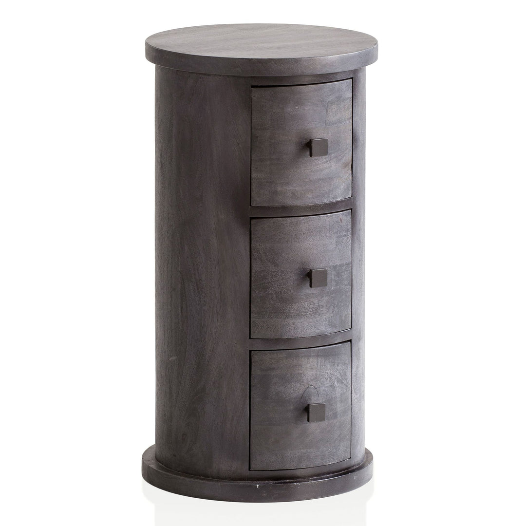 Sideboard – Mango Massivholz, 34x65x34 cm, 3 Schubladen, schmal, schwarz