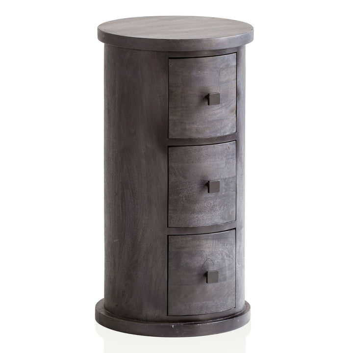 Sideboard – Mango Massivholz, 34x65x34 cm, 3 Schubladen, schmal, schwarz