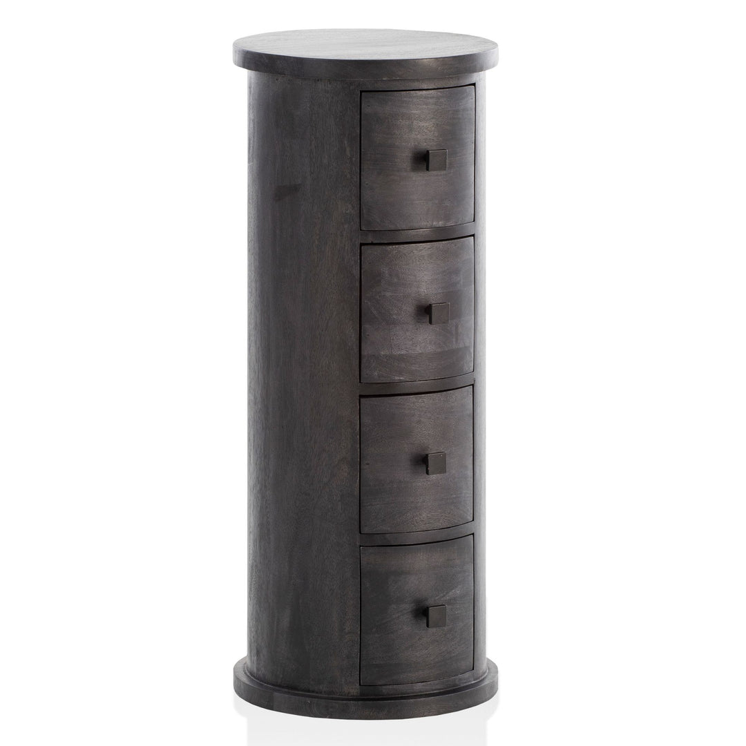 Sideboard – Mango Massivholz, 34x85x34 cm, 4 Schubladen, schmal, schwarz