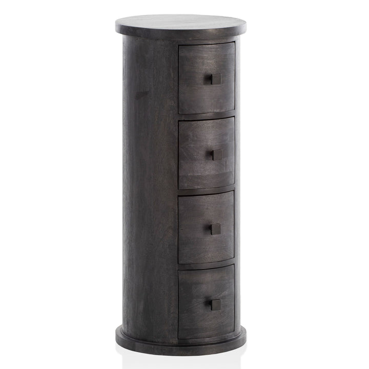 Sideboard – Mango Massivholz, 34x85x34 cm, 4 Schubladen, schmal, schwarz