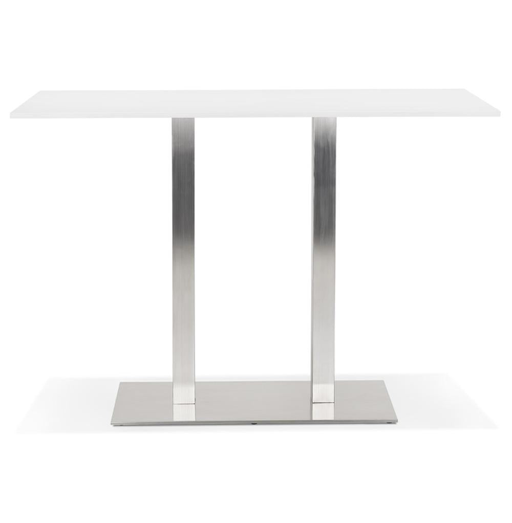 Professioneller weißer Hochbartisch - 160 cm Breite - mit robustem Stahlgestell für Bar und Gastronomie_