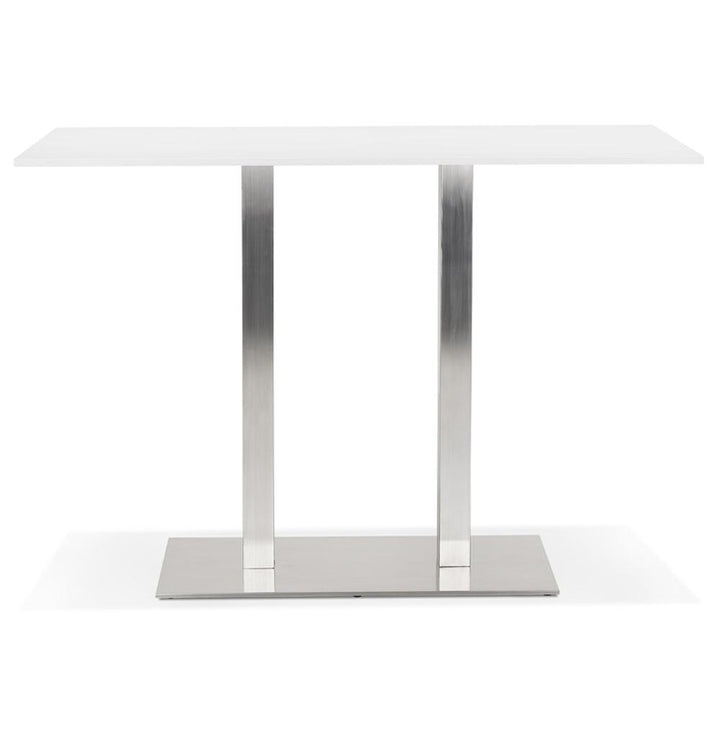 Professioneller weißer Hochbartisch - 160 cm Breite - mit robustem Stahlgestell für Bar und Gastronomie_