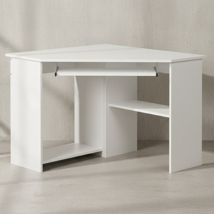 Eckschreibtisch Computertisch Marsell_ Modern_ Ablage_ Tastaturauszug_ Spanplatte - KADIMA DESIGN_Größe_ 94x48x90 cm_