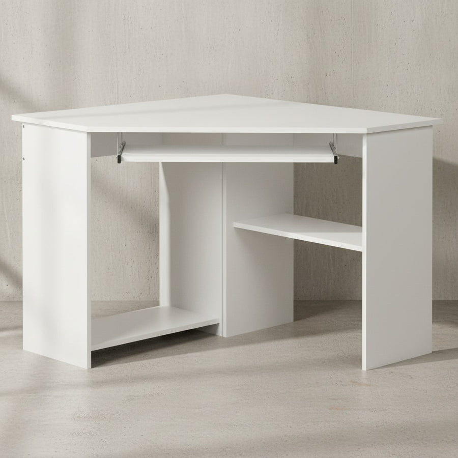 Eckschreibtisch Computertisch Marsell_ Modern_ Ablage_ Tastaturauszug_ Spanplatte - KADIMA DESIGN_Größe_ 94x48x90 cm_