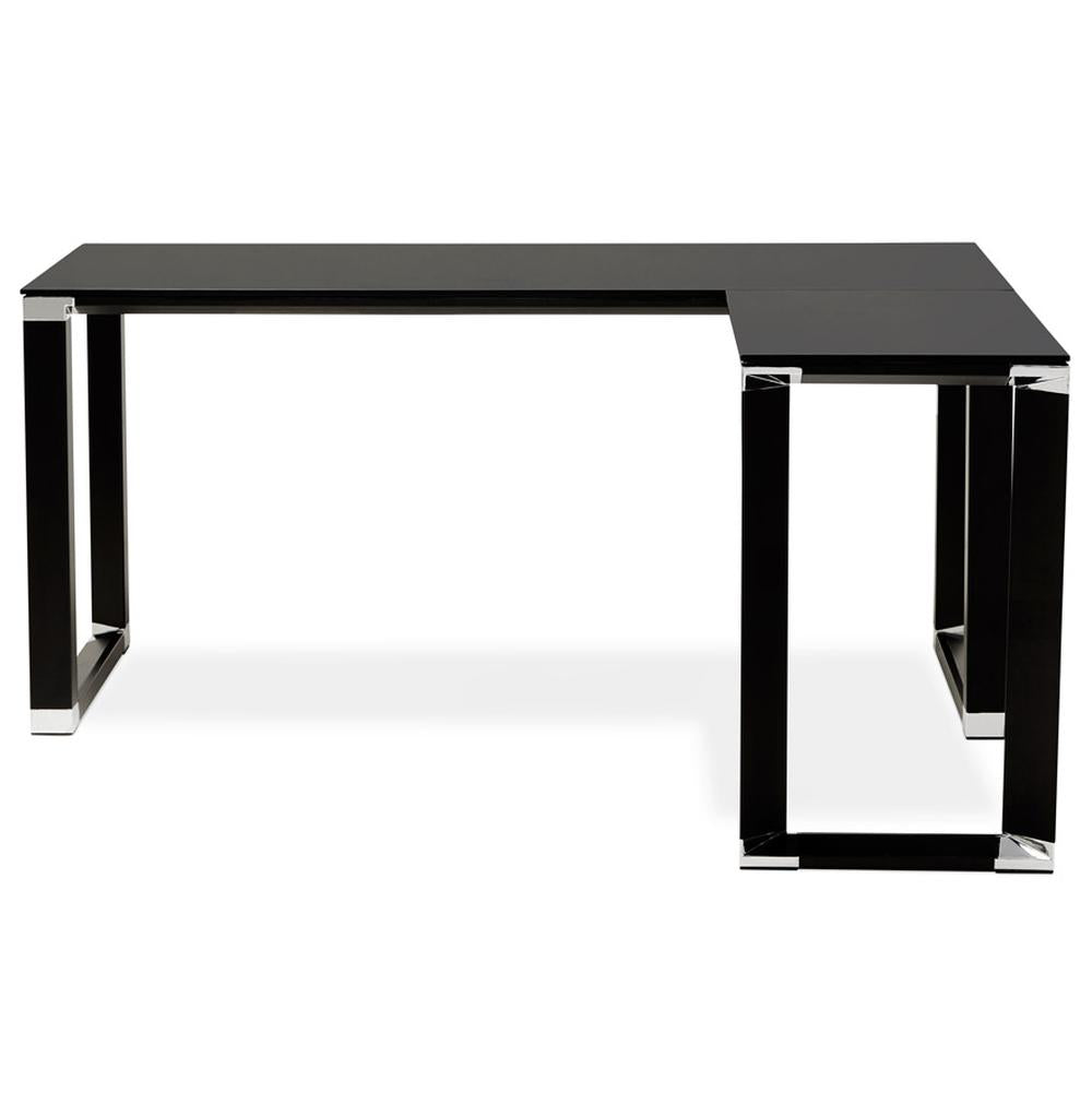 Eckschreibtisch schwarz - 170x160x73 cm - aus gehärtetem Glas und Metallgestell - perfekt für moderne Homeoffices - von Kadima Design_