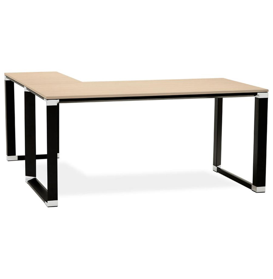 Eckschreibtisch beige-schwarz 170x160cm - Eleganter Farbkontrast - L-Form für effiziente Raumnutzung - passt in moderne Büros - Kadima Design_