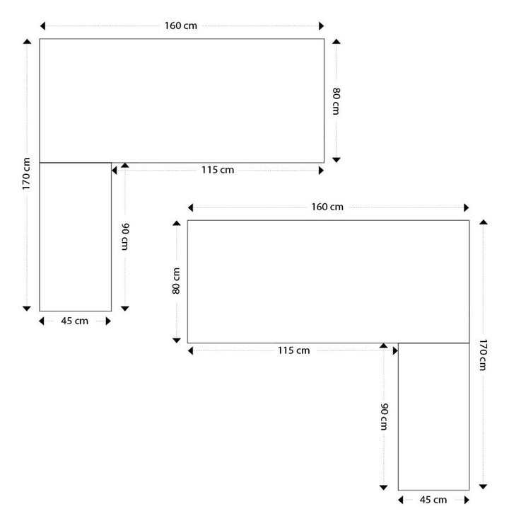 Eckschreibtisch weiß - 170x160x73 cm - aus gehärtetem Glas und Metallgestell - ideal für kompakte Büros - von Kadima Design_