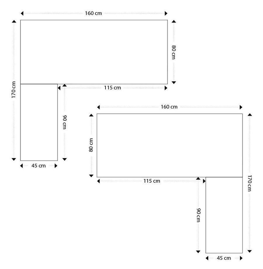 Eckschreibtisch weiß - 170x160x73 cm - aus gehärtetem Glas und Metallgestell - ideal für kompakte Büros - von Kadima Design_