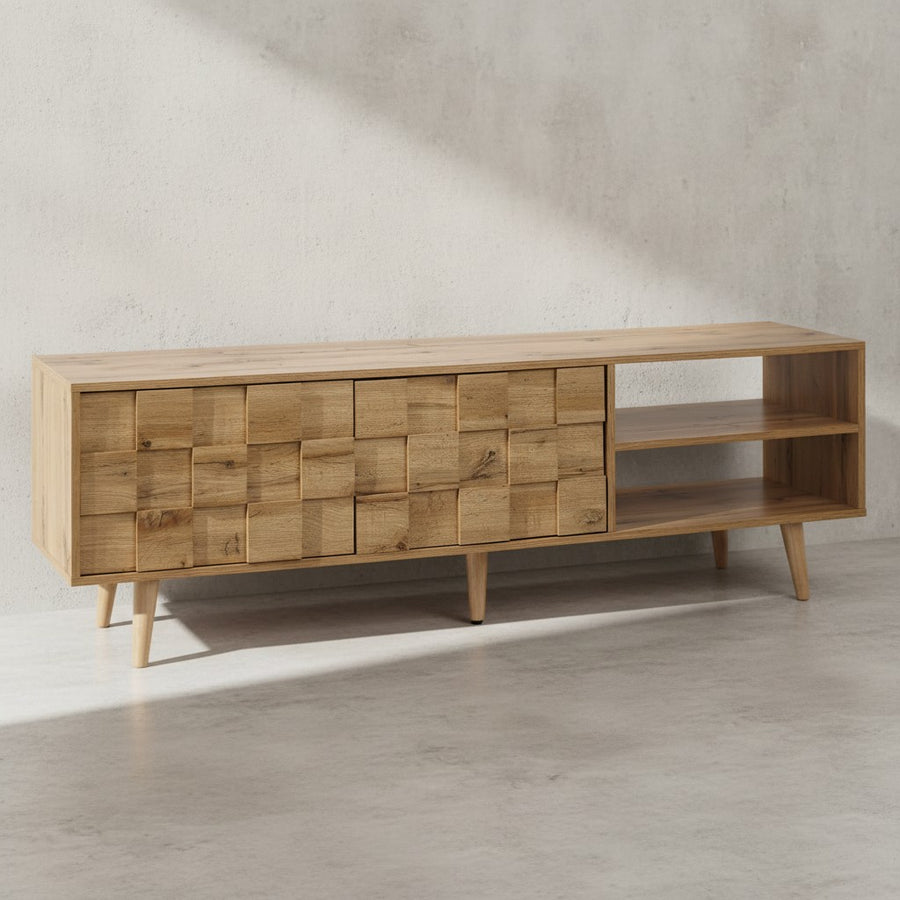 Eichen-Dekor Lowboard_ TV-Unterschrank_ Aufbewahrung_ bis 70-Zoll TV - KADIMA DESIGN_Größe_ 160x40x51 cm_