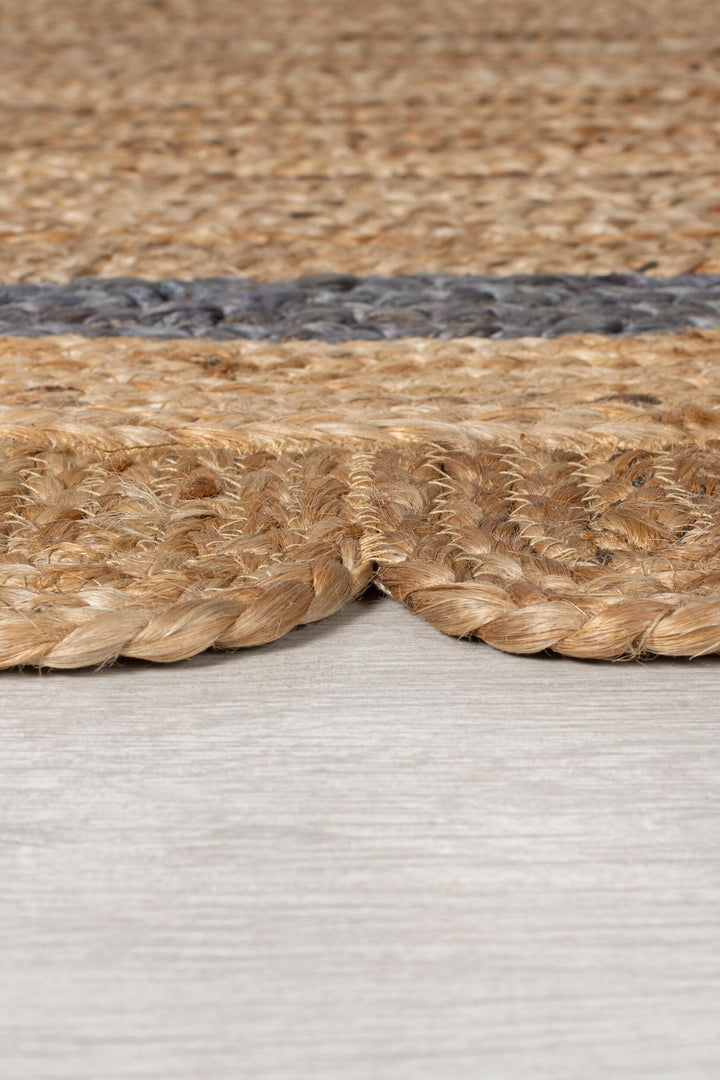 Teppich Jute Handarbeit-Design - naturfarben GRACE - Braun-Grau 80x230 cm_Läufer_