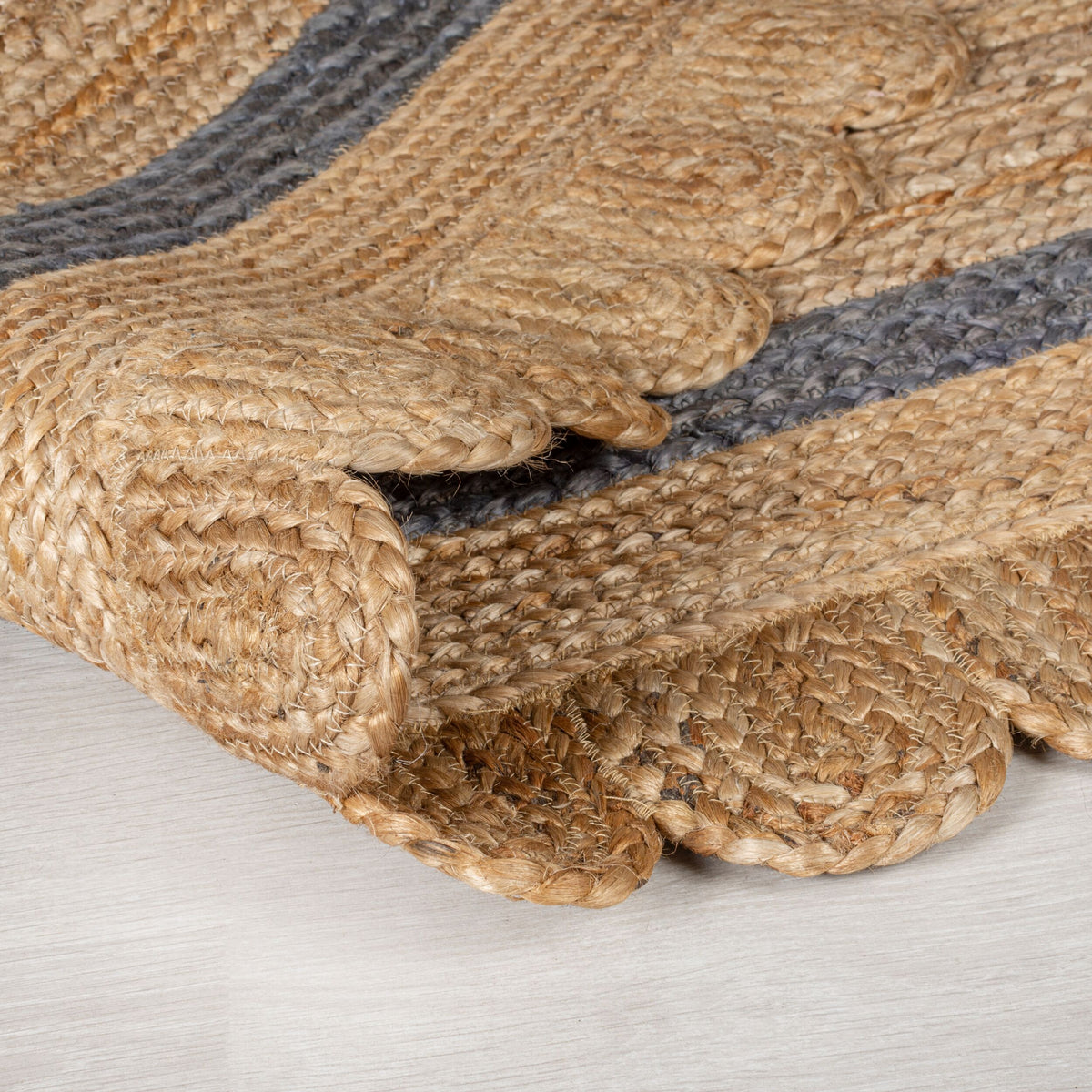 Teppich Jute Handarbeit-Design - naturfarben GRACE - Braun-Grau 160x160 cm Rund