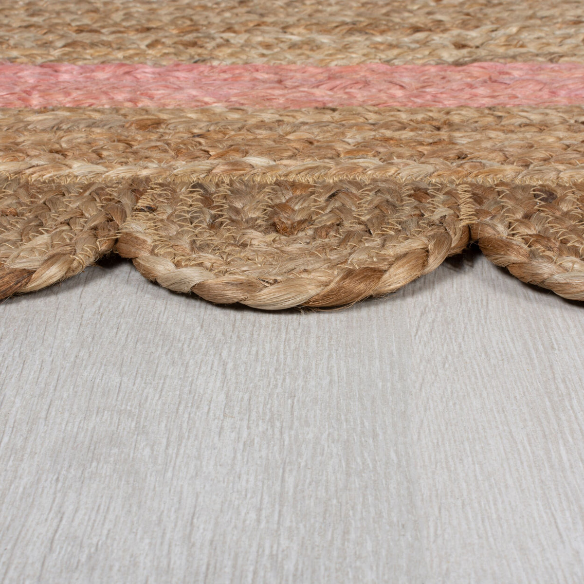 Teppich Jute Handarbeit-Design - naturfarben GRACE - Braun-Rosa 120x170 cm_Rechteckig_