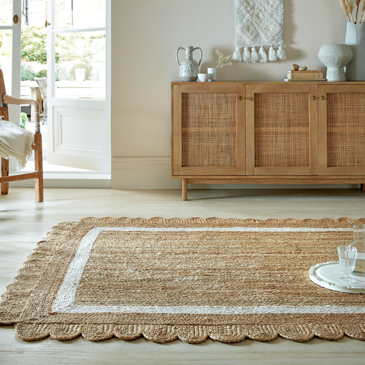 Einzigartiger handgearbeiteter Jute-Teppich_Braun-Beige_Rechteckig_