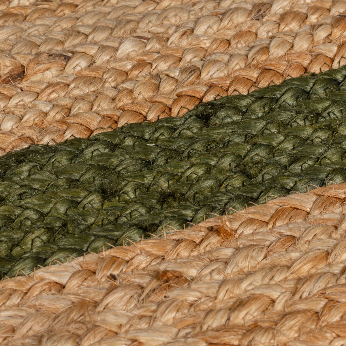 Einzigartiger handgearbeiteter Jute-Teppich_Braun-Grün_Rechteckig_