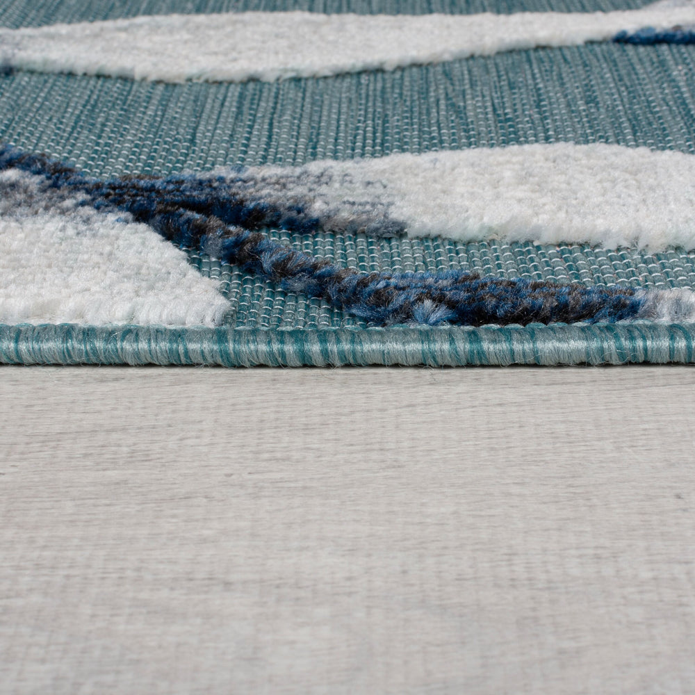 Outdoor-Teppich Tropisches-Blattmuster - schnelltrocknend - aqua LAGAN ERIC - Türkis 80x230 cm_Läufer_