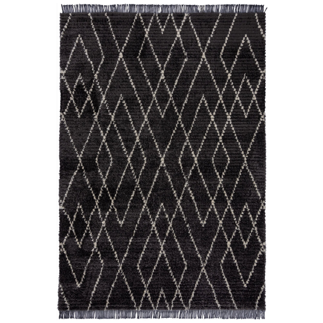 Eleganter SWALE JUNE Teppich mit Fransen - Schwarz-Weiß_ Kadima Design_Schwarz-Weiß_#sku_BARK503119374546-BARK503119374547#