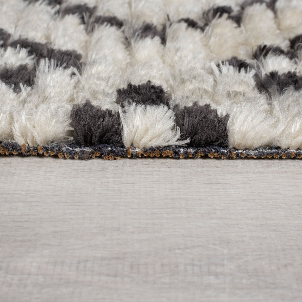 Teppich Berber-Design - geometrisch - monochrom SWALE SADIE - Schwarz-Beige 120x170 cm_Rechteckig_