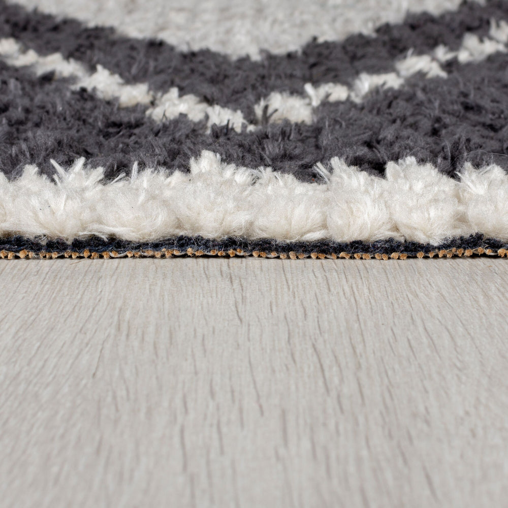 Teppich Berber-Design mit Quasten SWALE TESS - Schwarz-Beige 120x170 cm_Rechteckig_