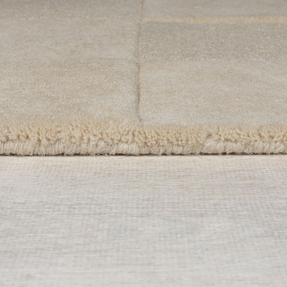 Wollteppich Schachbrett-Design - elegant - naturfarben DEBEN SETH - Beige-Braun 120x170 cm_Rechteckig_