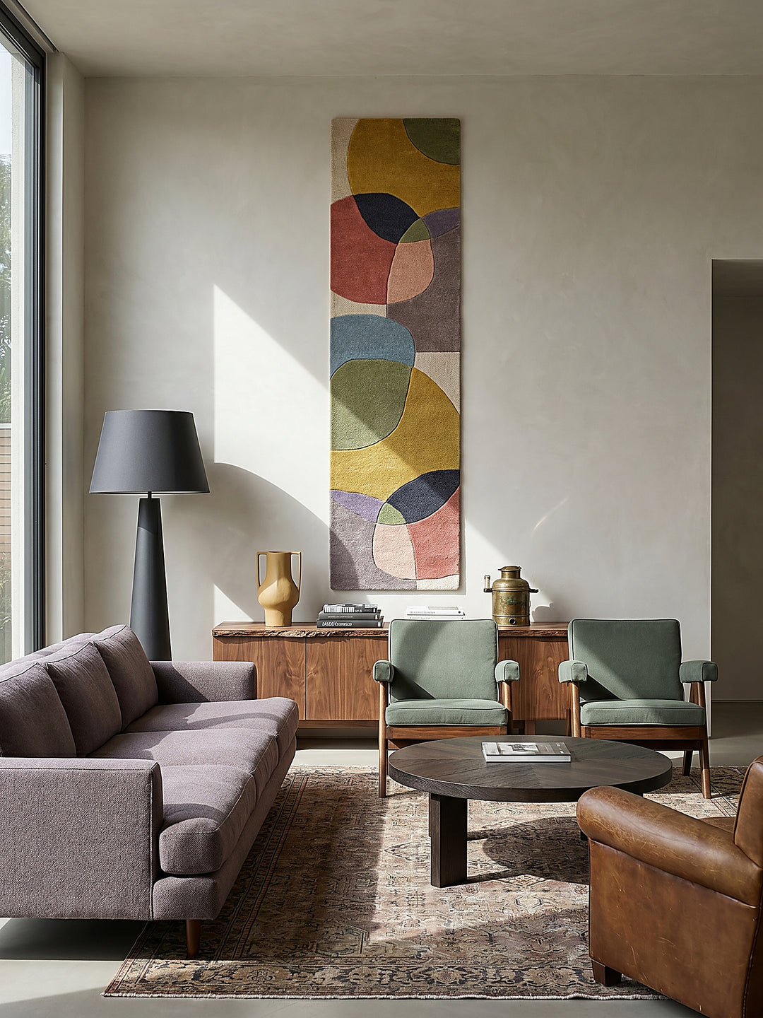 Teppich Multi rechteckig als Wandteppich Wanddekoration Textilkunst Interior Design_