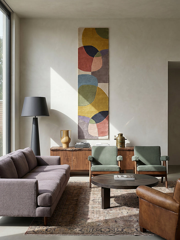 Teppich Multi rechteckig als Wandteppich Wanddekoration Textilkunst Interior Design_