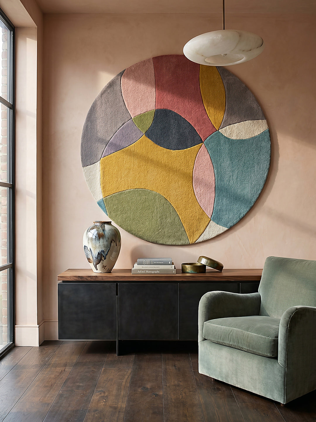 Teppich Multi rund als Wandteppich Wanddekoration Textilkunst Interior Design_