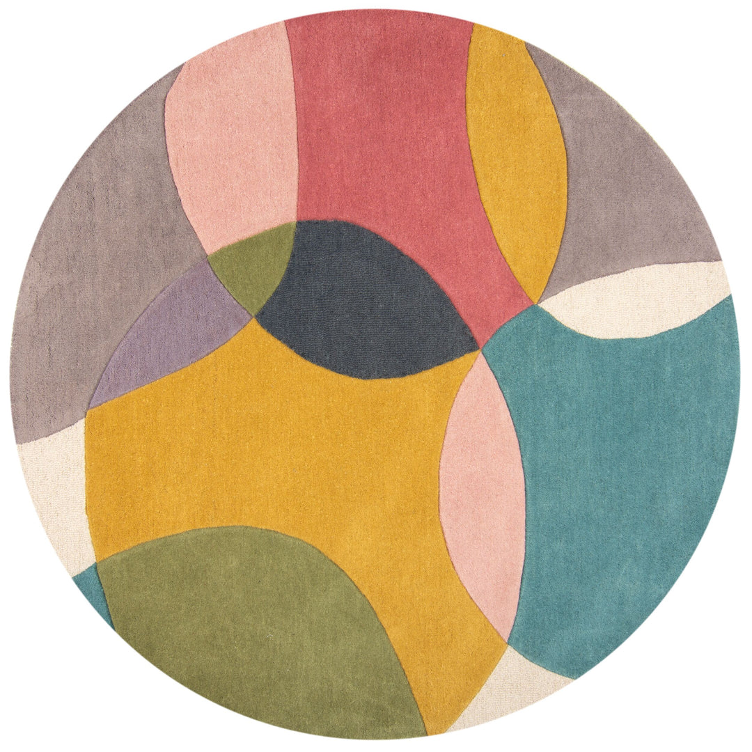 Wollteppich mit abstraktem Design &amp; Farbakzenten AIRE_Rund_