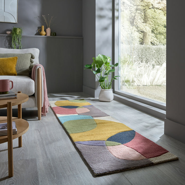 Eleganter Wohnzimmer-Teppich aus 100% Wolle_Multi_Läufer_