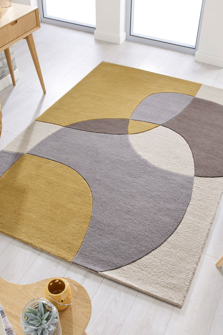 Eleganter Wohnzimmer-Teppich AIRE_ 100% Wolle_ Kadima Design_Gelb-Beige_#sku_BARK503119370171-BARK503119370172#