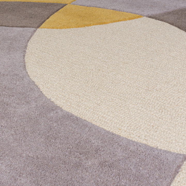 Eleganter Wohnzimmer-Teppich aus 100% Wolle_Gelb-Beige_Rechteckig_