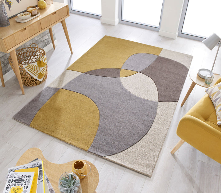 Eleganter Wohnzimmer-Teppich AIRE_ 100% Wolle_ Kadima Design_Gelb-Beige_#sku_BARK503119373928#