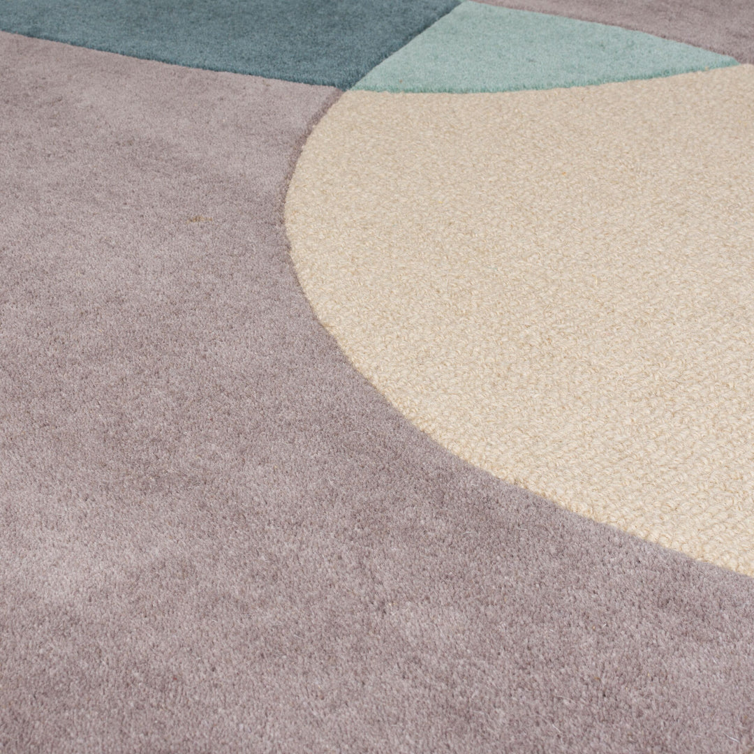 Eleganter Wohnzimmer-Teppich aus 100% Wolle_Türkis-Beige_Rechteckig_