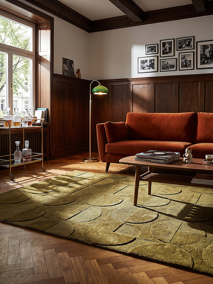 Teppich Olivgrün rechteckig im modernen Wohnzimmer_