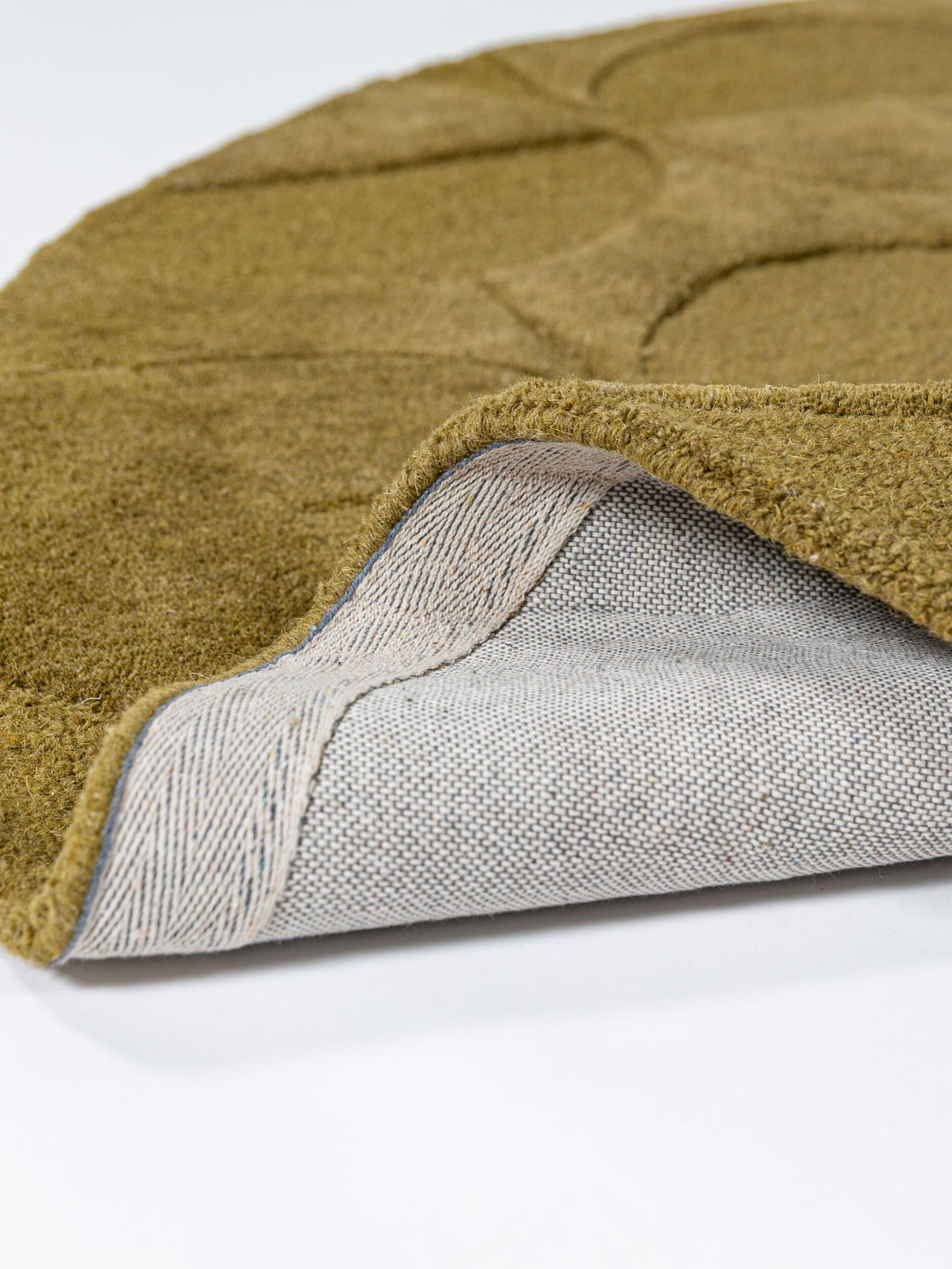 Teppich Olivgrün rund WOOL Einrichtung Wohnidee Bodenbelag DEBEN_