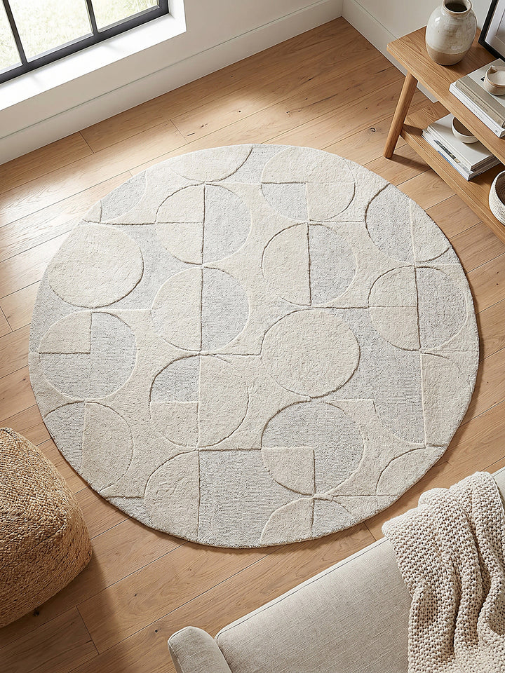Teppich Elfenbein rund Musteransicht von oben Designkollektion_