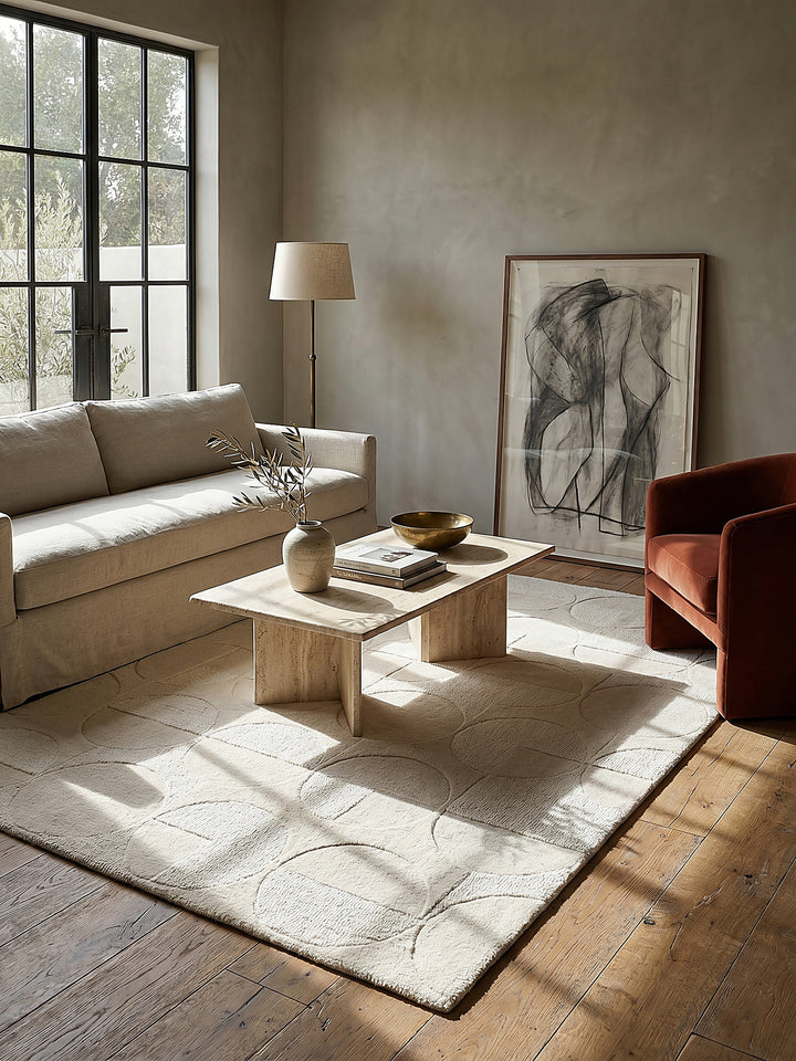 Teppich Elfenbein rechteckig im modernen Wohnzimmer Einrichtungsidee_