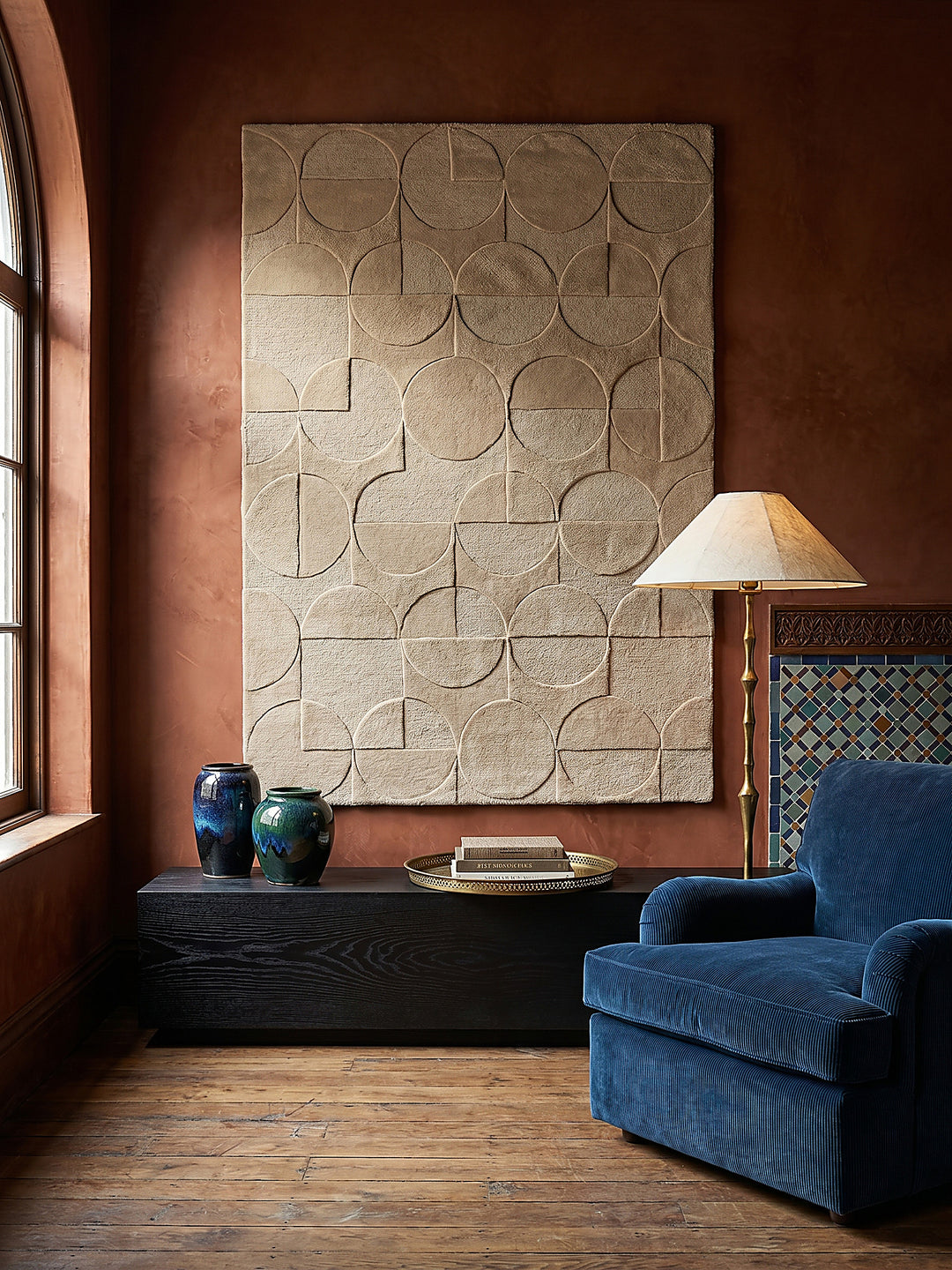 Teppich Braun rechteckig als Wandteppich Wanddekoration Textilkunst Interior Design NOAH_