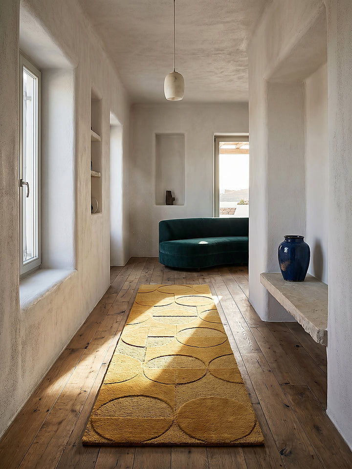 Teppich Senfgelb Läufer im modernen Wohnzimmer_