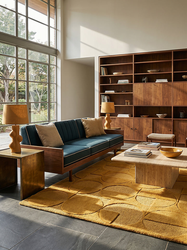 Teppich Senfgelb rechteckig im modernen Wohnzimmer Einrichtungsidee NOAH_