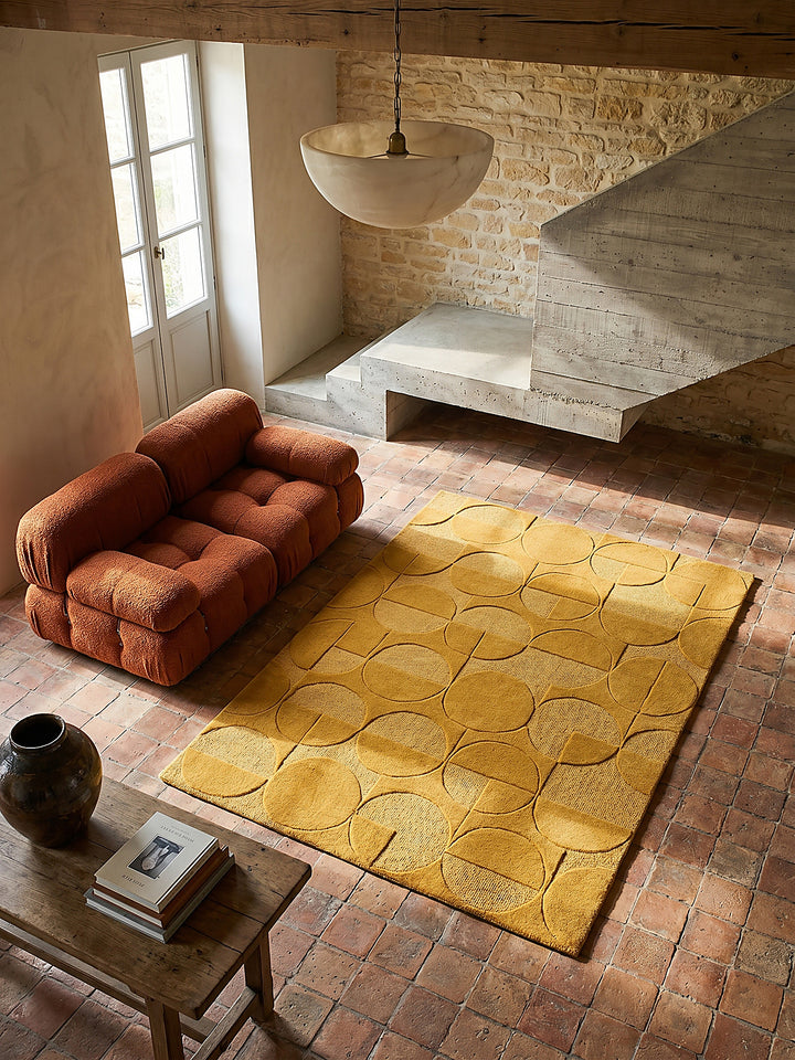 Teppich Senfgelb rechteckig Musteransicht von oben Designkollektion NOAH_