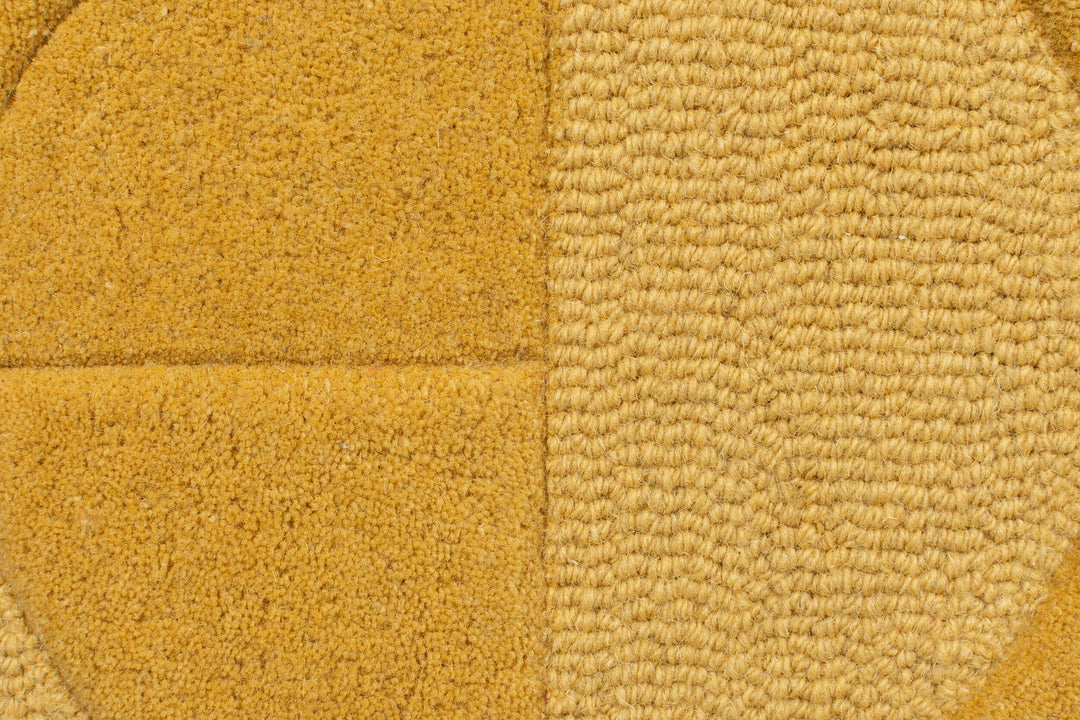Eleganter Wollteppich - rutschfest und komfortabel_Senfgelb_Rund_