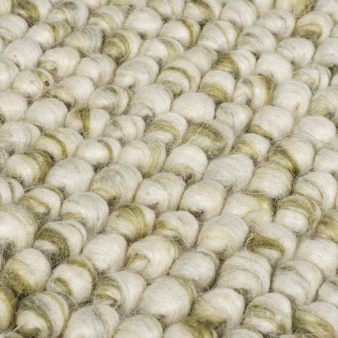 Wollteppich handgewebt Struktur hochdicht Teppich Wolle-Polyester_Grün_Läufer_