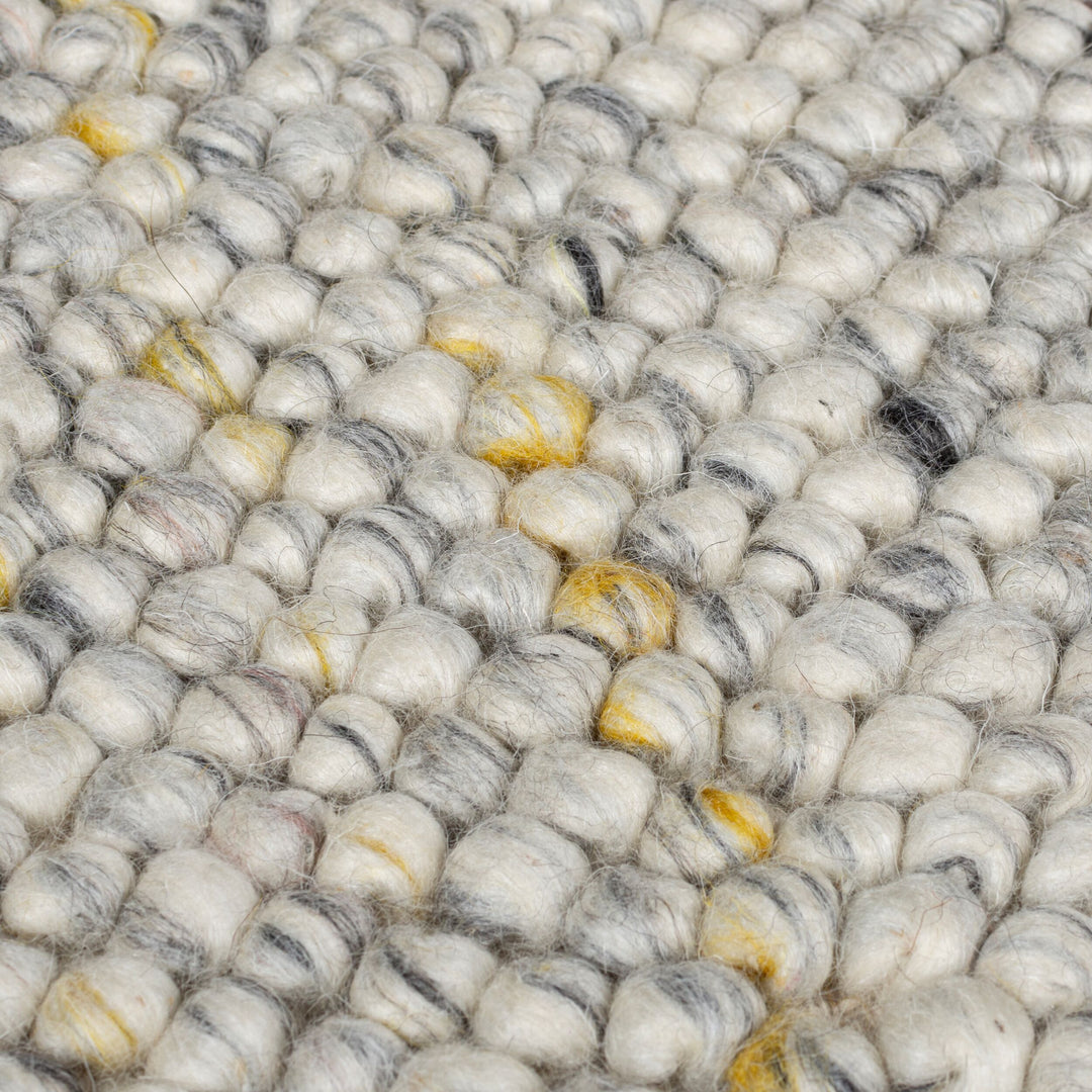 Wollteppich handgewebt Struktur hochdicht Teppich Wolle-Polyester_Weiß-Multi_Läufer_