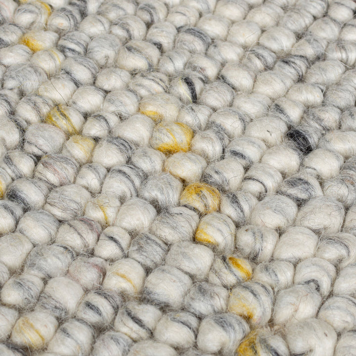 Wollteppich handgewebt Struktur hochdicht Teppich Wolle-Polyester_Weiß-Multi_Läufer_