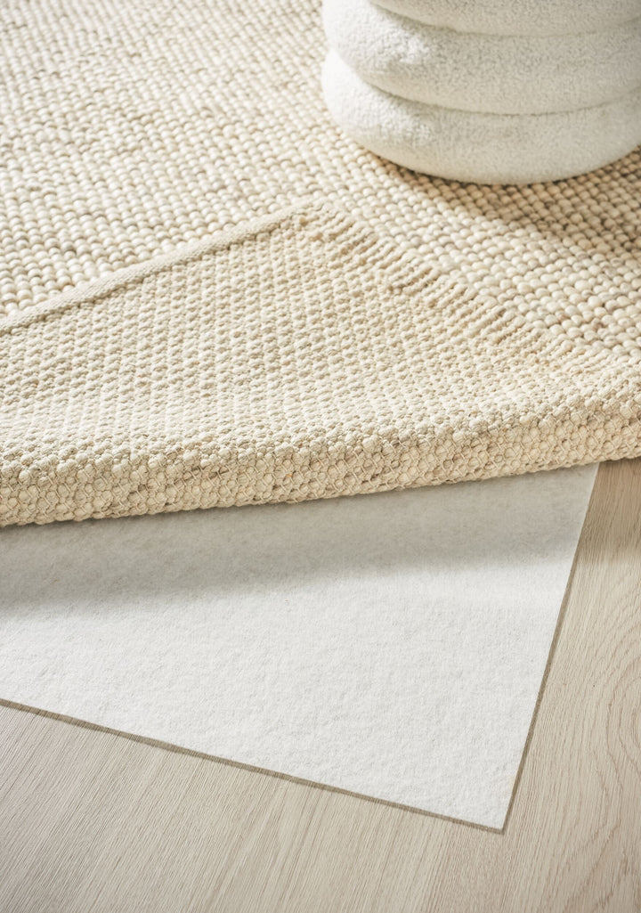 Wollteppich handgewebt Struktur hochdicht Teppich Wolle-Polyester_Weiß-Multi_Rechteckig_
