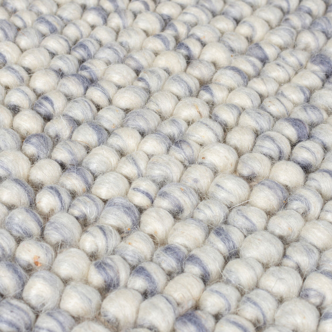 Wollteppich handgewebt Struktur hochdicht Teppich Wolle-Polyester_Blau_Läufer_